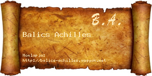 Balics Achilles névjegykártya